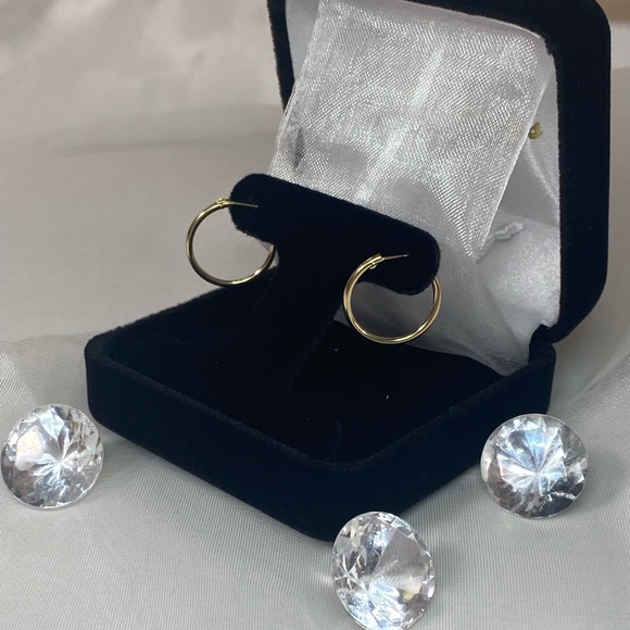 14K YELLOW GOLD classic small hoop earrings REAL GOLD - Picture 5 of 12